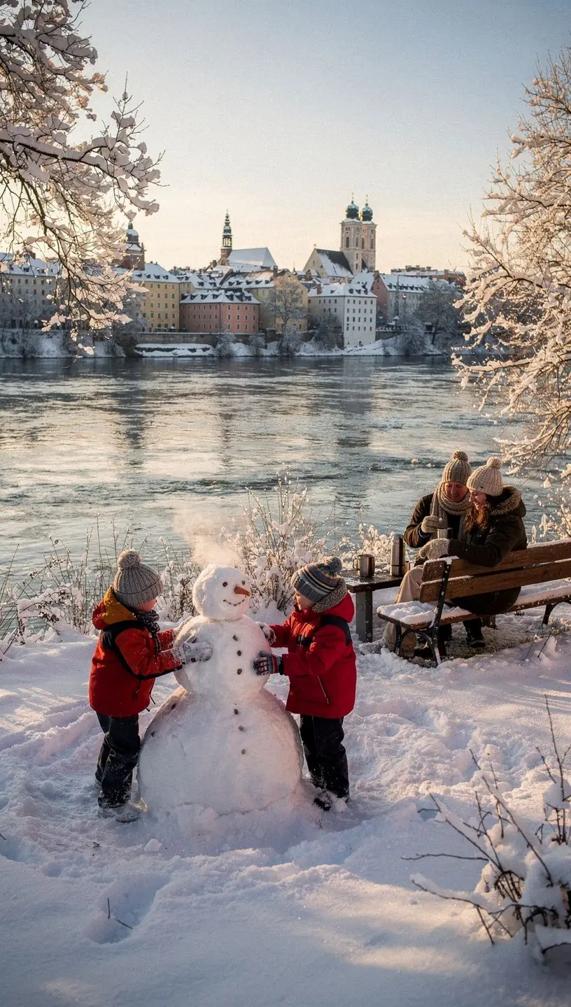 Die grüne Uferpromenade, die die drei Flüsse miteinander verbindet.